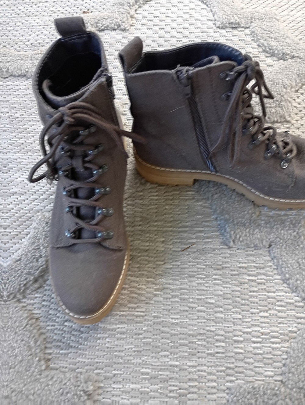 Grey Lace-Up Ankle Boots